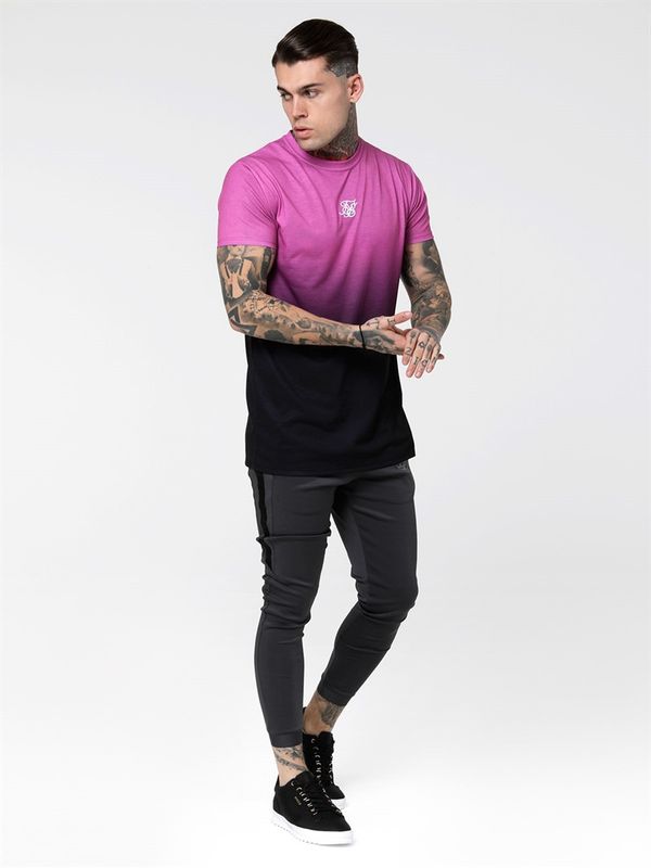 Reverse Collar Box Tee Pink/Black