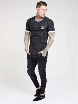 Rib Knit Fleck Tee Black