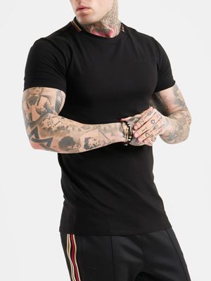 Messi x Stripe Collar Gym Tee Black