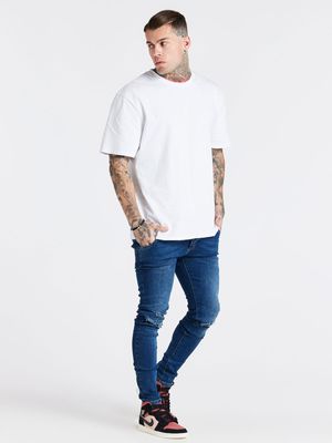 Blue Distressed Slim Fit Jeans