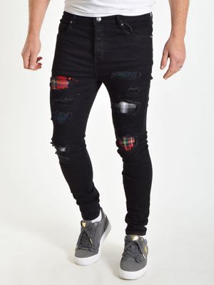 Repair Check Jeans Black