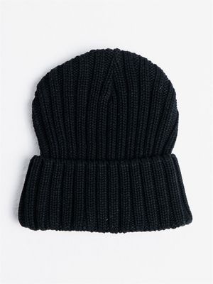 Rib Cuff Knit Beanie Black/Gold