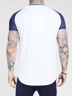 70's Floral Curved Hem Tee White
