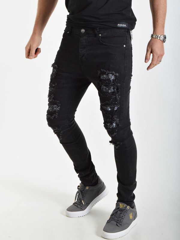 Slim Ripped Bandana Jeans Black