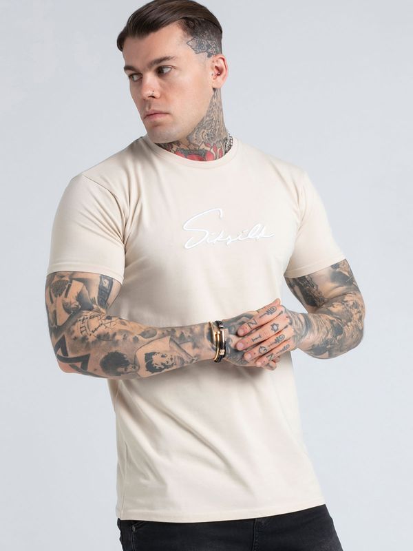 Embroidered Script Tee Stone