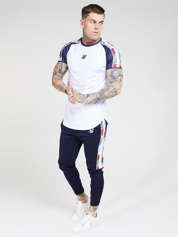 70's Floral Curved Hem Tee White