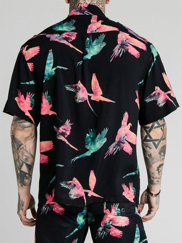 Parrot Resort Shirt Black