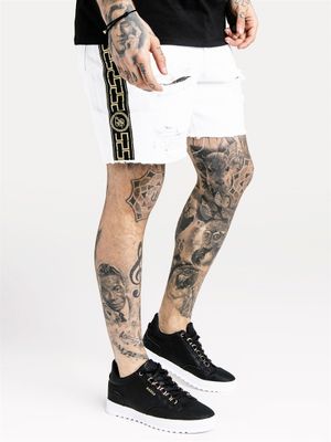 Cartel Denim Shorts White