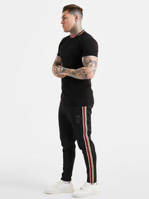 Messi x Stripe Collar Gym Tee Black