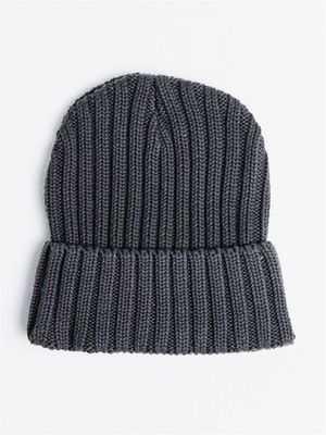 Rib Cuff Knit Beanie Grey