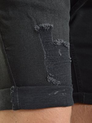 Core Distressed Denim Shorts Washed Black