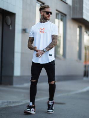 Gym Scoop Tee White/Neon Orange