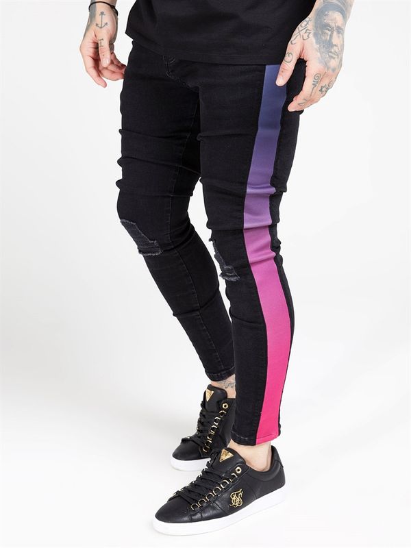 Low Rise Burst Knee Denim Black
