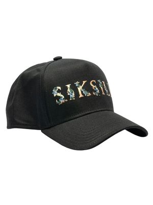 Floral Embroidery Cap Black