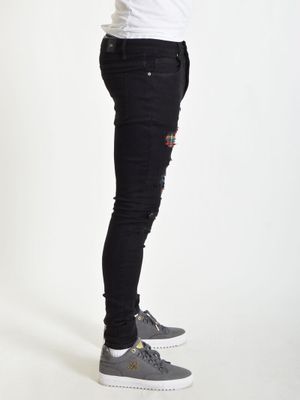 Repair Check Jeans Black