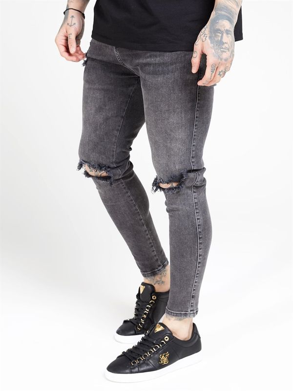 Skinny Distressed Denim Dark Grey