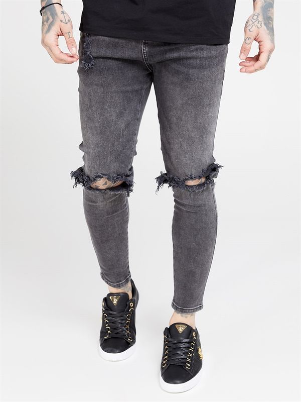 Skinny Distressed Denim Dark Grey