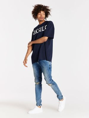 Distressed Slim Fit Washed Blue