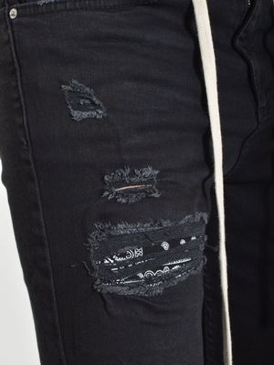 Bandana Rip & Repair Jeans Black