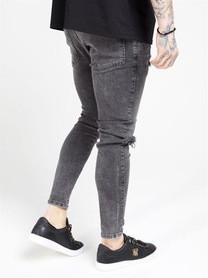 Skinny Distressed Denim Dark Grey
