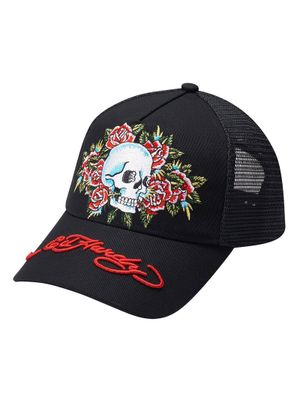Skull Rose Trucker Black