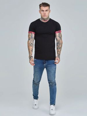 Rose Roll Sleeve Tee Black