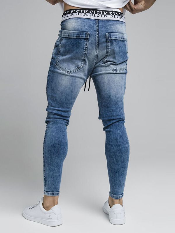 Skinny Elasticated Denim Washed Raw Blue