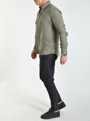 Linston Linen Shirt Moss Green