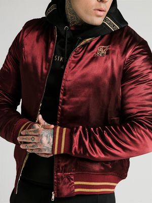 Satin Bomber Jacket Burgundy