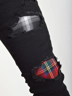 Repair Check Jeans Black