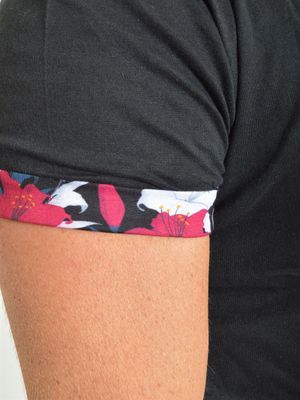 Floral Sleeves Tee Black