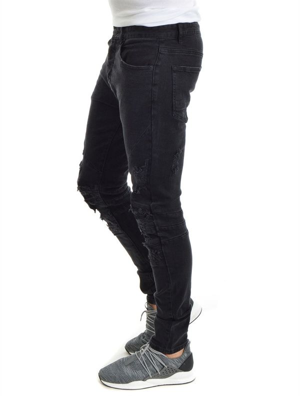 Paneled Inverted Biker Jeans