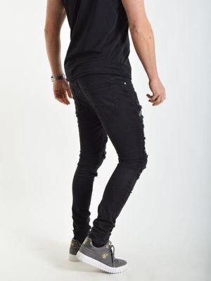 Slim Ripped Bandana Jeans Black
