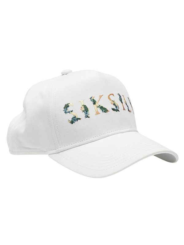 Floral Embroidery Cap White