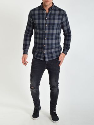 Johan Flannel Check Grey/Royal Blue