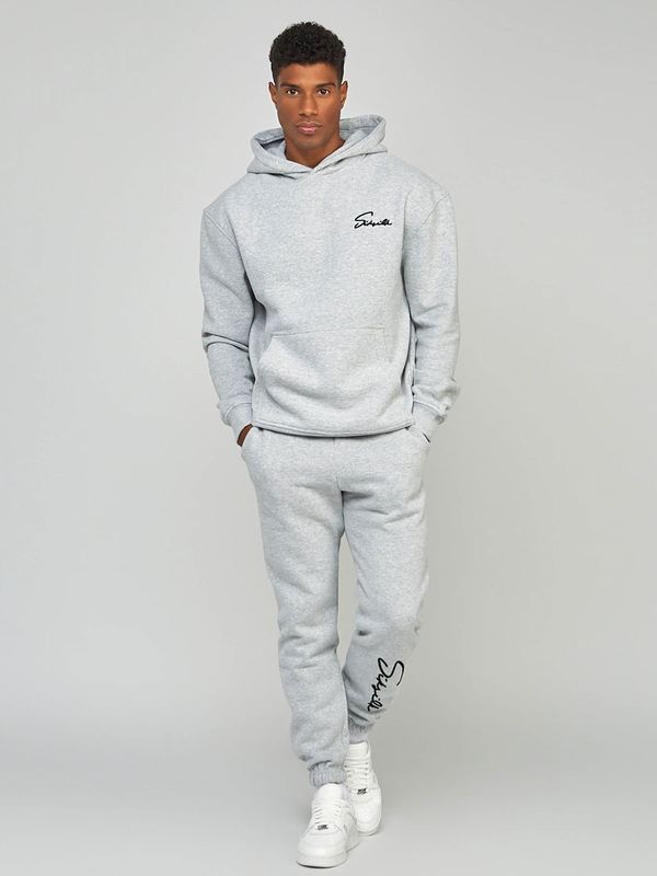 Script Embroidery Hood Grey