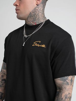Gold Script Tee Black