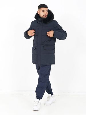 Puffy Fur Parka Navy