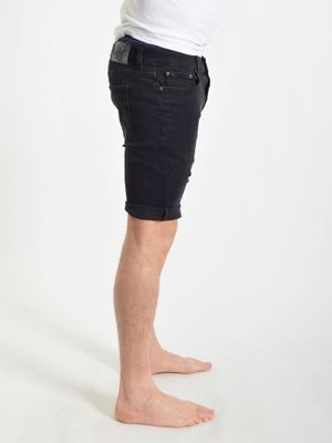 Core Distressed Denim Shorts Washed Black