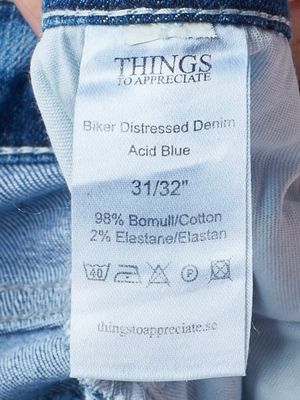 Biker Distressed Denim Acid Blue