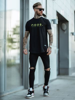 Big Logo Scoop Tee Black/Neon Yellow