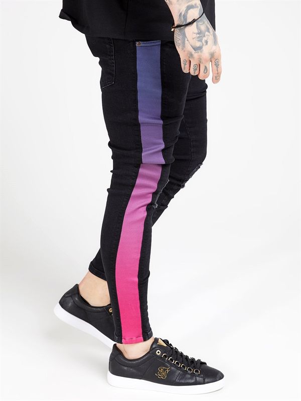 Low Rise Burst Knee Denim Black