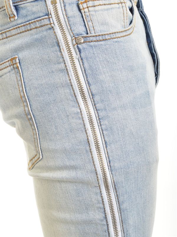 Side Zipper Jeans Light Blue