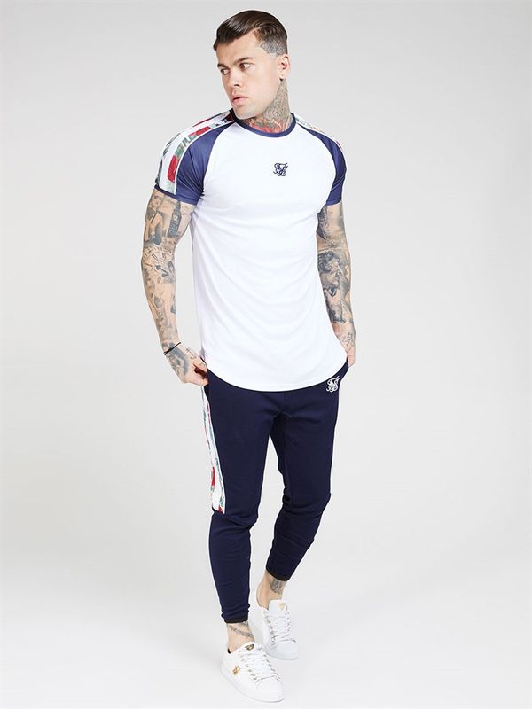 70's Floral Curved Hem Tee White