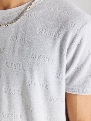 Repeat Logo Towelling Tee Grey