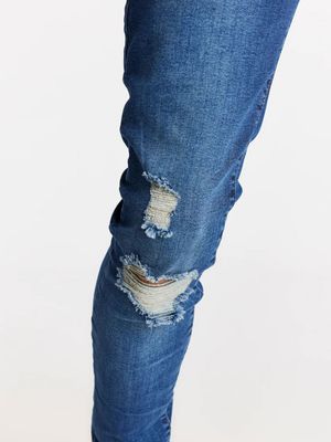 Blue Distressed Slim Fit Jeans