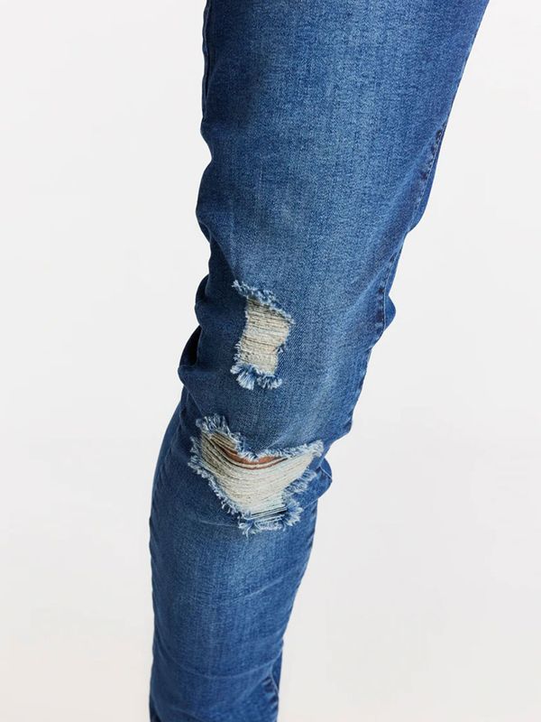 Blue Distressed Slim Fit Jeans