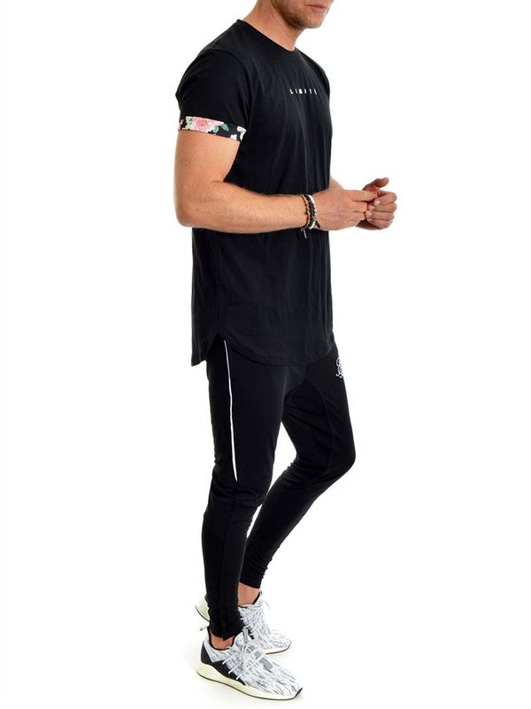 Flower Sleeves Tee Black