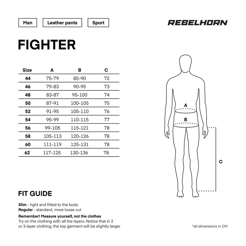 Rebelhorn Mc-Skinnbyxor Fighter Svart /Flu