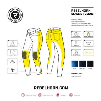 Rebelhorn Dam Kevlar Mc-Jeans Classic II Dark Blue